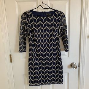jessica howard navy blue white sheath dress lace